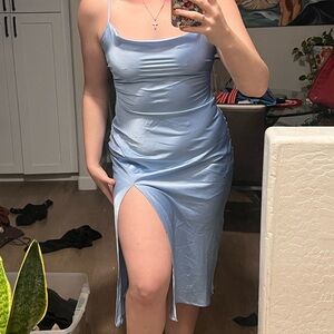 Elegant Blue Satin Dress